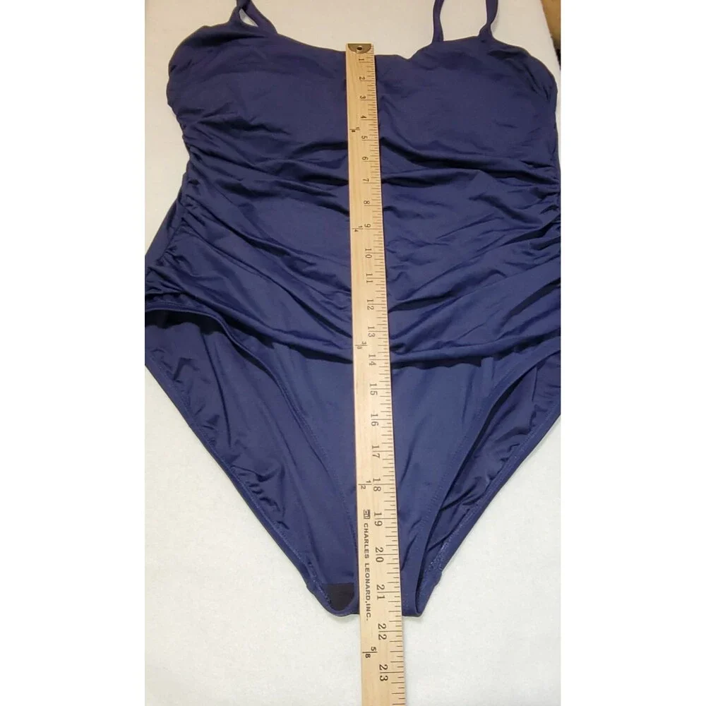 La Blanca Blue Island Goddess One Piece Swimsuit Ruched Plus Size‎ 16W